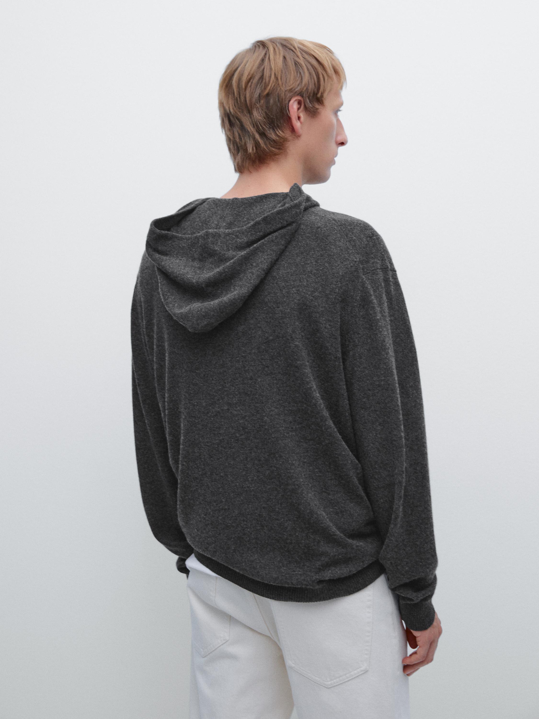 Zip-up knit cardigan with hood